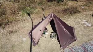 20D Nylon Lightweight Flame-retardant Pyramid Solo Wood Stove Hot Tent Outdoor Waterproof 1 Person Backpacking Winter Camping