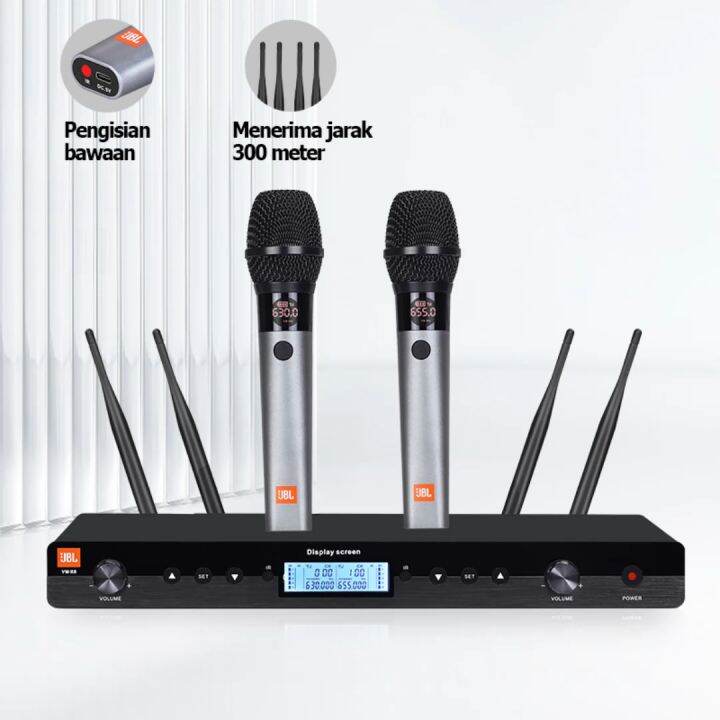 JBL original VM X8 mic wireless vocal suara terbaik Dual handheld