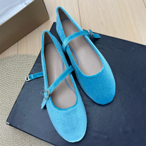 Retro French Korean Style Velvet Mary Jane Flat Shoes Womens Slip-On round Toe Comfortable All-Match Student Shoes