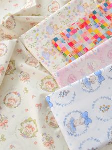 ผ้าฝ้ายแท้ DIY ทำมือสำหรับเด็ก เสื้อผ้าเด็ก เสื้อผ้าเด็กผู้หญิง กระโปรงลายการ์ตูน ผ้าฝ้ายแท้ ลายแมวการ์ตูน