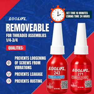 243 271 Medium Strength Threadlocker Blue Thread Locking Screw Glue Quickly Cured  Agent Anaerobic Adhesive Metal Glue Tool 50ml
