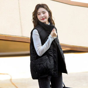 เสื้อกั๊กขนเป็ดแฟชั่นสำหรับผู้หญิง อบอุ่นและเบา ทรงหลวม แขนกุด สำหรับใส่ไปทำงานในฤดูหนาว 2025 เสื้อกั๊กขนเป็ดสำหรับผู้หญิง