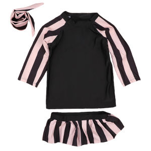 Swimming Suit for Girls 2-12 Y Kids Two Piece Swimwear Children Black and Light Brown Stripe Swimming Outfit for Kids Girls Sandy Beachwear for Baby