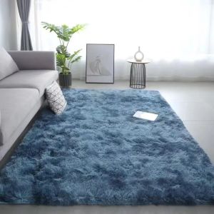 Silk Wool Rugs Childrens Room Living Room Bedroom Tie-Dye Non-Slip Washable Machine Washable Carpet Mats