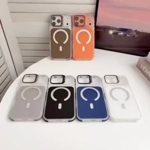 Original Glass Lens Alloy Bracket For Magsafe Magnetic Phone Case For Iphone 17 Air 16 15 14 Plus 13 Max Shockproof Matte Cover