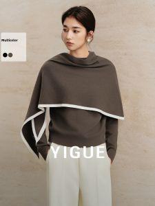 Yigue | Elegant Soft Drape Knit Sweater Irregular Scarf Design