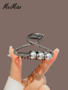 Elegant Medium Size Pearl & Rhinestone Hair Clip: Women's Shark Tail Half Updo Hair Clip