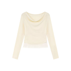 Pseudo-layered Drape Neck Slim Fit T-shirt