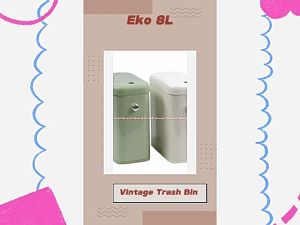 Eko 8L Vintage Trash Bin White Green Tempat Sampah Dengan Sensor Warna Hijau Putih 8liter Mudah Dibersihkan