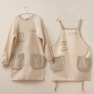 TOO AGHAST69ST7 Waterproof Cooking Aprons Oil-proof with Pockets Coffee Overalls Hands Wipe Painting Apron for Women