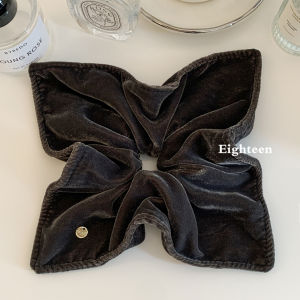Korean Style Grey Velvet Square Scarf Hair Ties for Women Large Size Fashionable Hair Accessories Head Ropes Fabric Art