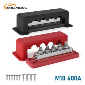 600A 12-48V Bus Bar Terminal Power Distribution Block M10 Studs DC Positive Negative Terminal Block Boat Car RV Cable Organizer
