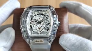 Mặt số lớn xu hướng cá tính đồng hồ hình tonneau bộ xương mát mẻ phát sáng đẹp trai và thời trang đồng hồ chống thấm nước