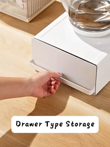 Solaze Carbon Steel Countertop Storage Box with Drawer Coffee Machine Stand Tea Bag and Coffee Pod Organizer for Kitchen