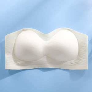 Ice Silk No Strap Bra Thickened Cool Sensation Inner Wear Anti-Slip Gathered Small Chest Appears Larger Tube Top Bra