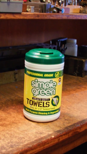Simple Green Professional Grade Heavy-Duty Towels (stronger wipes than our typical wipes)