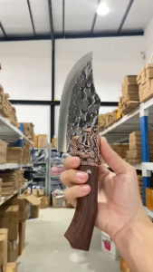 มีดแล่เนื้อ PG29 มีดเลาะกระดูกด้ามไม้แท้ 26.5CM มีดอเนกประสงค์แถมซองหนัง