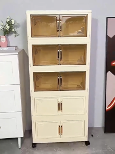 MOSHOE Foldable Storage Cabinet Plastic Wardrobe Storage Box Multipurpose Durabox for Kitchen Bedroom Bathroom