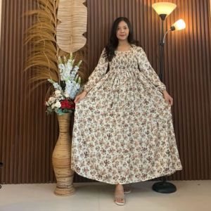 Long dress smoke korean/long dress smoke depan/gamis smoke