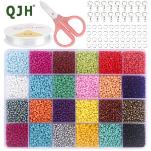 24 Color Acrylic Seed Beads Making Kit Small Beads for DIY Bracelet Necklaces Crafting Jewelry Making Supplies Girls Gift DIY