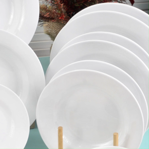 Set Perlengkapan Makan Polos Putih Melamin Asli 100% /Tahan Panas/Anti Pecah