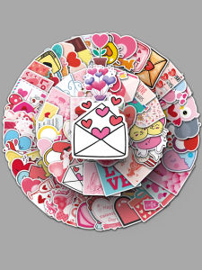 Sweet Valentines Day Cartoon DIY Decorative Stickers 100 Pcs for Laptop Mobile Phone Refrigerator Stationery Creative Stickers