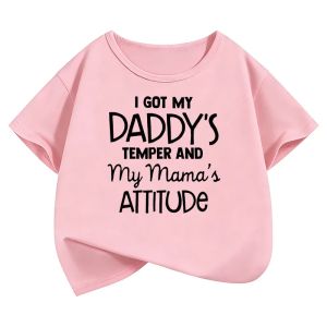 Bandai | Love with Daddy and Mama Letter Printed T Shirts Kids Childrens T-shirt Boys Girls Summer Spring Casual Top Tee