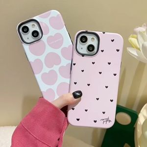 🖤 เคส iPhone 11 15 14 13 12 11 Pro Max รูปหัวใจ ลายจุด พกง่ายๆ การป้องกัน Case ส่งจากไทย 24ชม