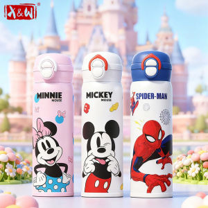 X&W Disney Childrens Insulated Water Bottle Stainless Steel Vacuum Flasks Direct Drinking Straw Cup Mickey Hot Cold Drink Cup