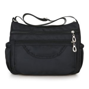 Women casual shoulder sling bag with multiple zippered compartments