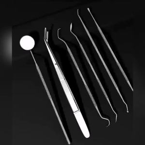 Myricko | 8pcs Stainless Steel Dentist Clean Tools Dental Mirror Double Probe Sickle Hoe Tooth Cleaner Tool Tooth Care Tool Kit