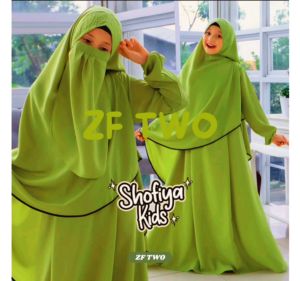 Shofiya syari kids Gamis anak satu set plus hijab GRATIS cadar busana muslim usia 5 s/d 14th