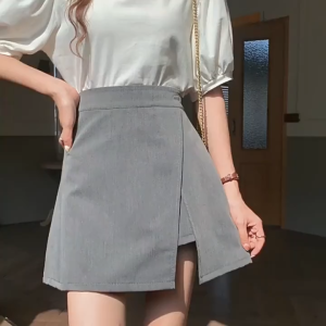 Yitiaoyu Girls High Waist Skirt Pants Irregular Temperament Joker Short Skirt.