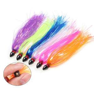 1~6pc 13cm/5.12" Sea Witch Copper Head Mylar Flash Teaser Tail Trolling Lure DIY Tuna Snapper Saltwater Ballyhoo Bass Squid Jigs