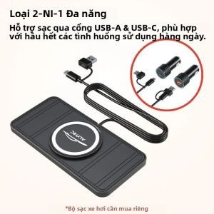 Đế Sạc Không Dây Trên Ô Tô Cho iPhone Airpod Samsung Xiaomi - USB C PD Đế Sạc Nhanh Có Đế Chống Trượt Bằng Silicon