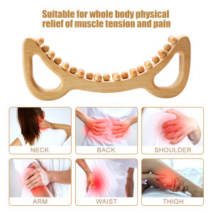 1pc Guasha Wooden Therapy Scraping Lymphatic Drainage Massager Double Row 29 Beads Point Treatment Gua Sha Tools for Back Leg