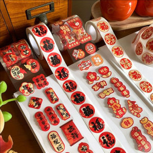 ม้วนสติกเกอร์ปีใหม่จีนรูปลอกอวยพรกันน้ำ2026ปีของเทศกาลม้าสำหรับสติกเกอร์ DIY ของขวัญซองจดหมายสีแดง (มีในสต็อก)