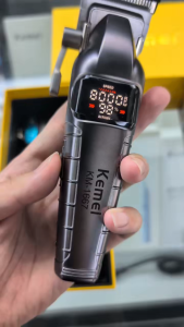 Kemei KM-1667 Professional Digital Display Hair Clipper 9000RPM Maglev Motor Cordless Rechargeable DLC Blade Trimmer – Black