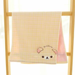 New Export Japanese Gauze Terry Double-Layer Towel Pine Bear Three-Dimensional Ears 80*35 Pure Cotton Towel Face Washing Face Towel