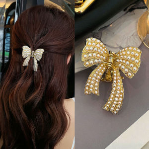 【Bosuer💛COD】Jepit Rambut Mutiara Busur Simpul Fashion Retro Elegan Korea Kekinian Aksesoris Hair Clip Terbaru 2022