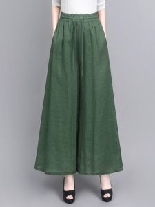 Artistic Retro Flared Pants Womens Summer New Style Double Layer Thin Cotton Linen Casual Loose Nine Points Pants