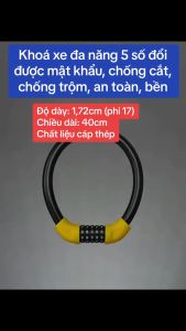 Khóa Dây 5 Số Cao Cấp Cho Xe Đạp Dây Khóa Chống Trộm Chống Cắt Lõi Thép An Toàn Đổi Được Mật Khẩu