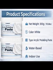300G 3D Modeling Paste White Acrylic Medium Thick Coating Fast Drying Non-Cracking Odorless & Safe for Artists