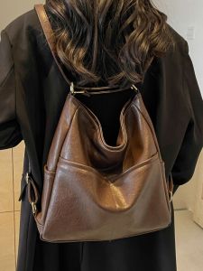 Retro Soft Leather Tote Bag Womens 2025 New Versatile High-End Large Capacity Commuter Shoulder Bag Autumn Winter Outdoor Carry