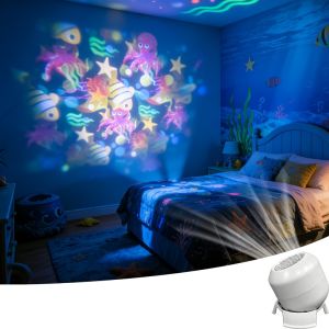 UOSU | LED Night Light Starry Ocean Projection Light 360°Rotating Decorative Light Marine Life Theme Dynamic Ambient Lamp Room Decora
