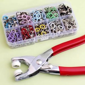 Prong Rings 9.5mm Buckle Buttons Metal Colour Pliers Snap Button Claw DIY Set Hand Pressure Plier Rivet Buckle Sew Tool