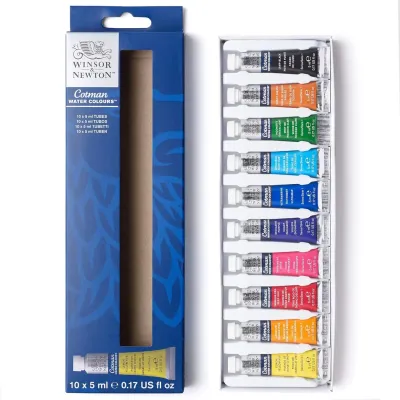 Winsor & Newton Cotman Watercolor Paint Set 5ml Tubes High Transparency Provide Outstanding Lightfastness for Student Artist