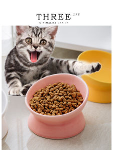 Tlife Sky Ceramic Cat Dog Food Bowl High Leg Slope Mouth Protect Cervical Spine Pet Feeding Bowl Pet Supplies