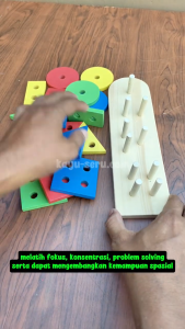Papan Geometri 4 Bentuk - Mainan Edukatif Untuk Melatih Motorik dan Fokus Anak - Kayu Seru