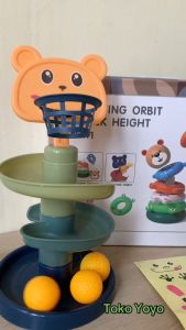 TokoYoyo Mainan Anak Ring Donat Susun Bola Seluncur 2 in 1 Edukasi Rotating Ball Edukasi Donut Tower